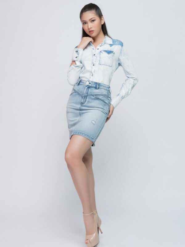 Chân váy jean dáng bút chì